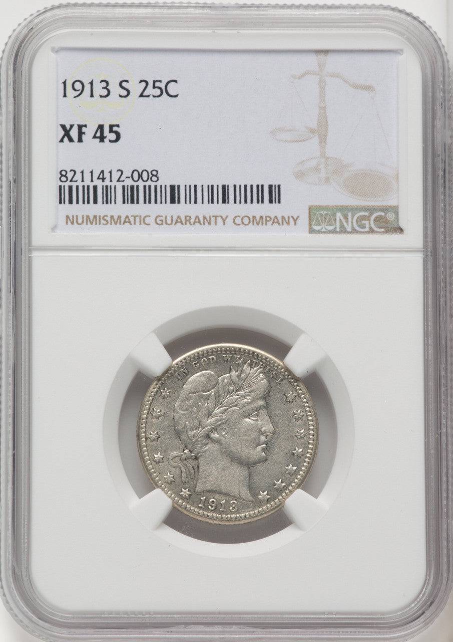 1913-S 25C Barber Quarter NGC XF45