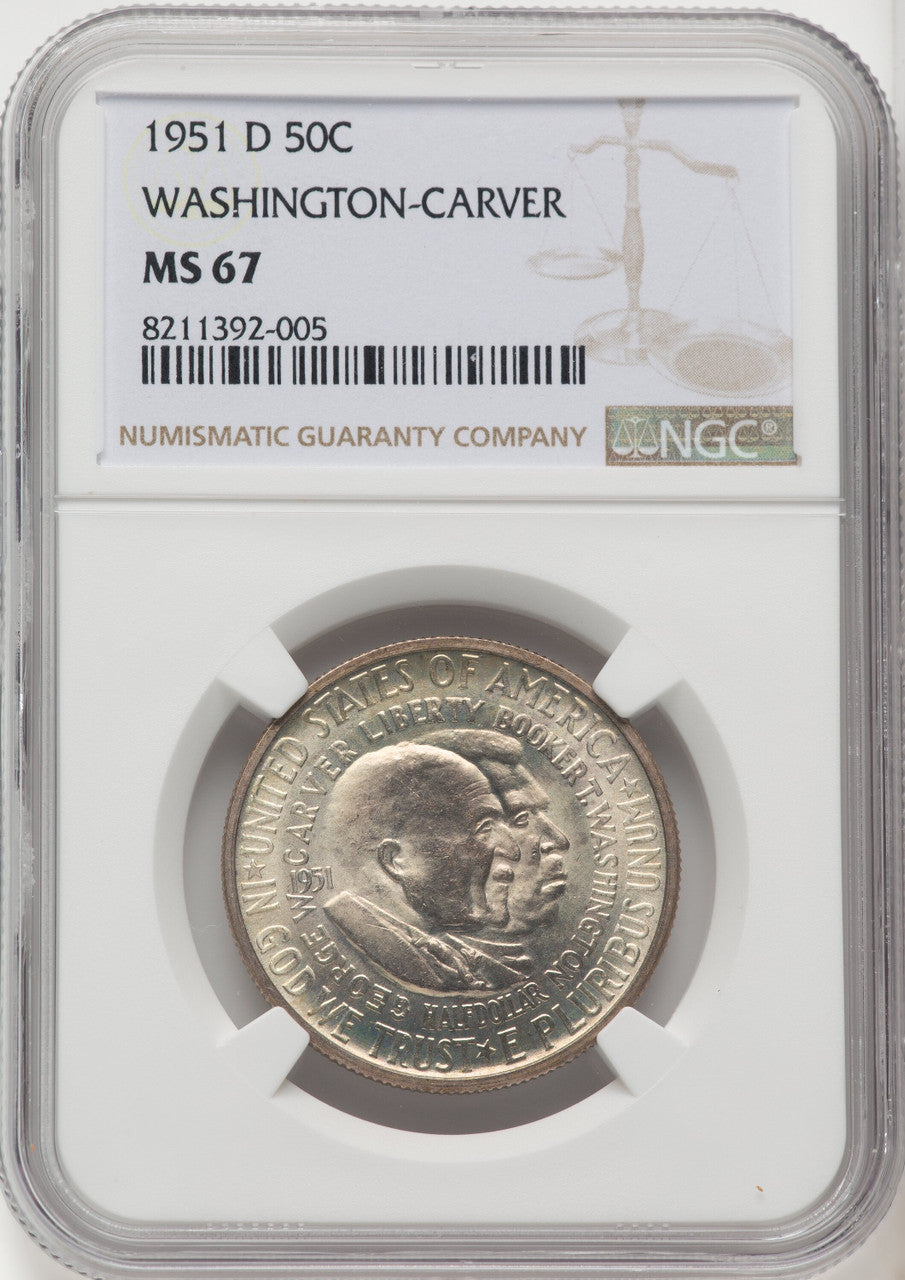 1951-D 50C Washington-Carver Commemorative Silver NGC MS67