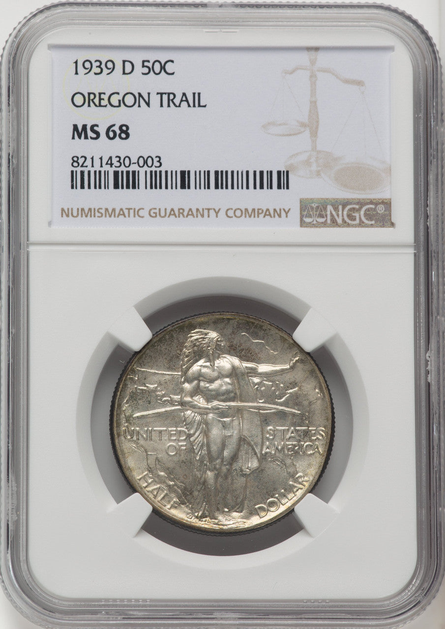 1939-D 50C Oregon Commemorative Silver NGC MS68 (768086019)