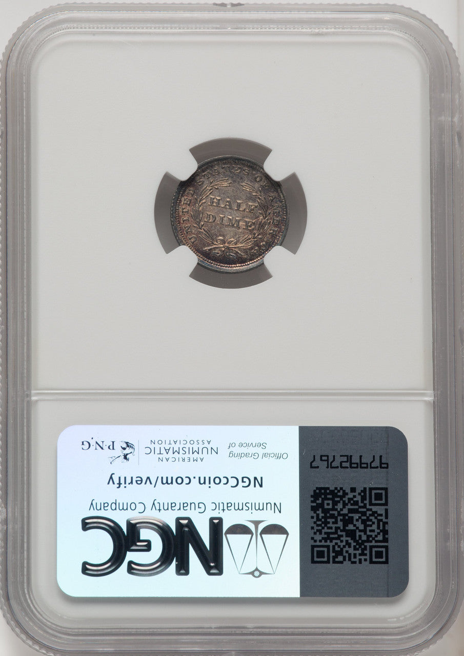1838 H10C NO DRAPERY Seated Half Dime NGC MS66