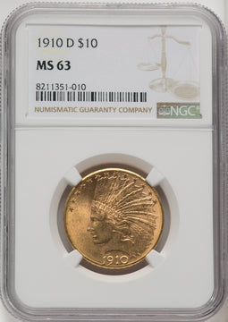 1910-D $10 Indian Eagle NGC MS63 (171439112)