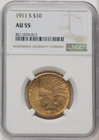 1911-S $10 Indian Eagle NGC AU55 (177131006)