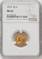 1914 $2.50 Indian Quarter Eagle NGC MS62 (771042001)