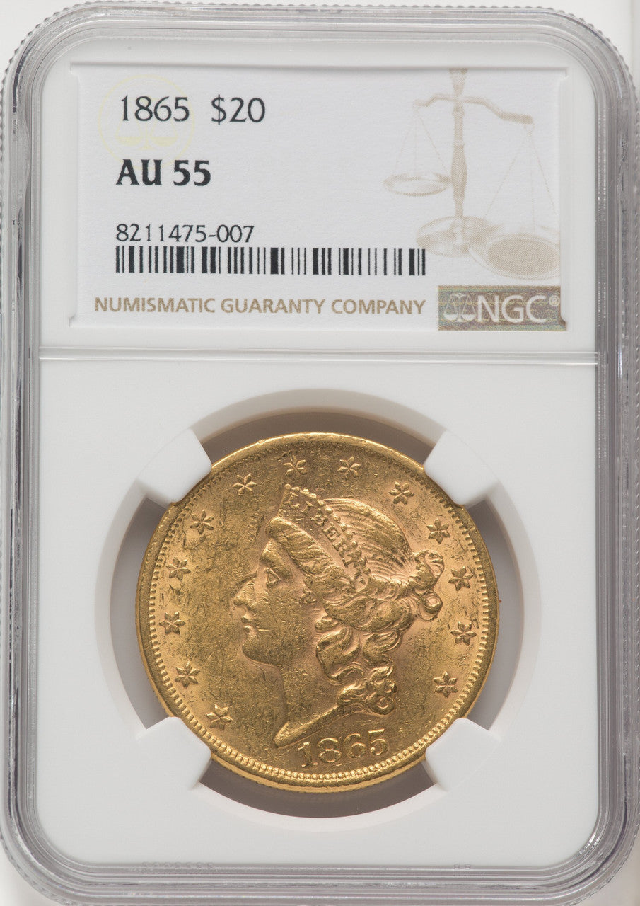 1865 $20 Liberty Double Eagle NGC AU55 (770582036)
