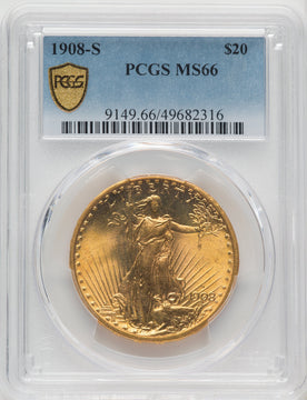 1908-S $20 Saint-Gaudens Double Eagle PCGS MS66