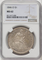 1846-O Seated Dollar NGC MS62