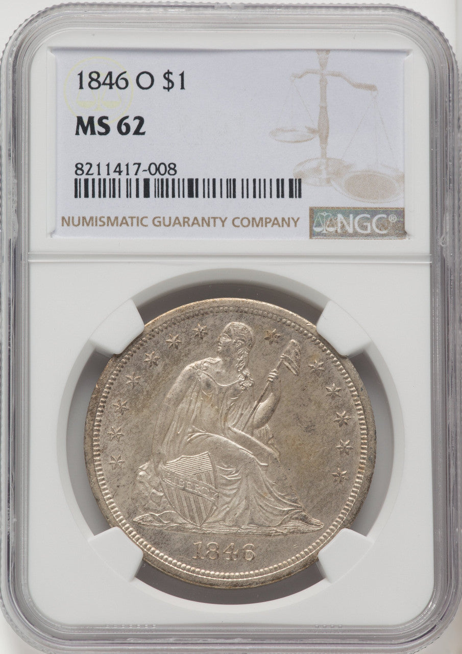 1846-O Seated Dollar NGC MS62