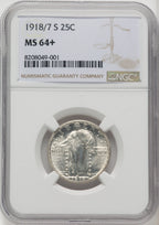 1918/7-S 25C Standing Liberty Quarter NGC MS64+