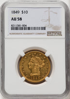 1849 $10 Liberty Eagle NGC AU58