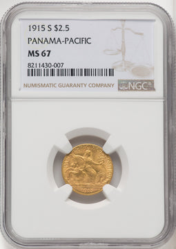 1915-S $2.50 Panama-Pacific Quarter Eagle Commemorative Gold NGC MS67 (769927020)