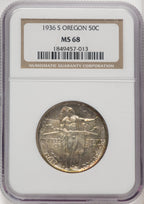 1936-S 50C Oregon Commemorative Silver NGC MS68
