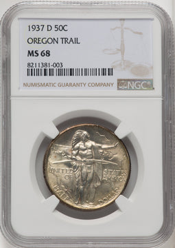 1937-D 50C Oregon Commemorative Silver NGC MS68 (770351031)
