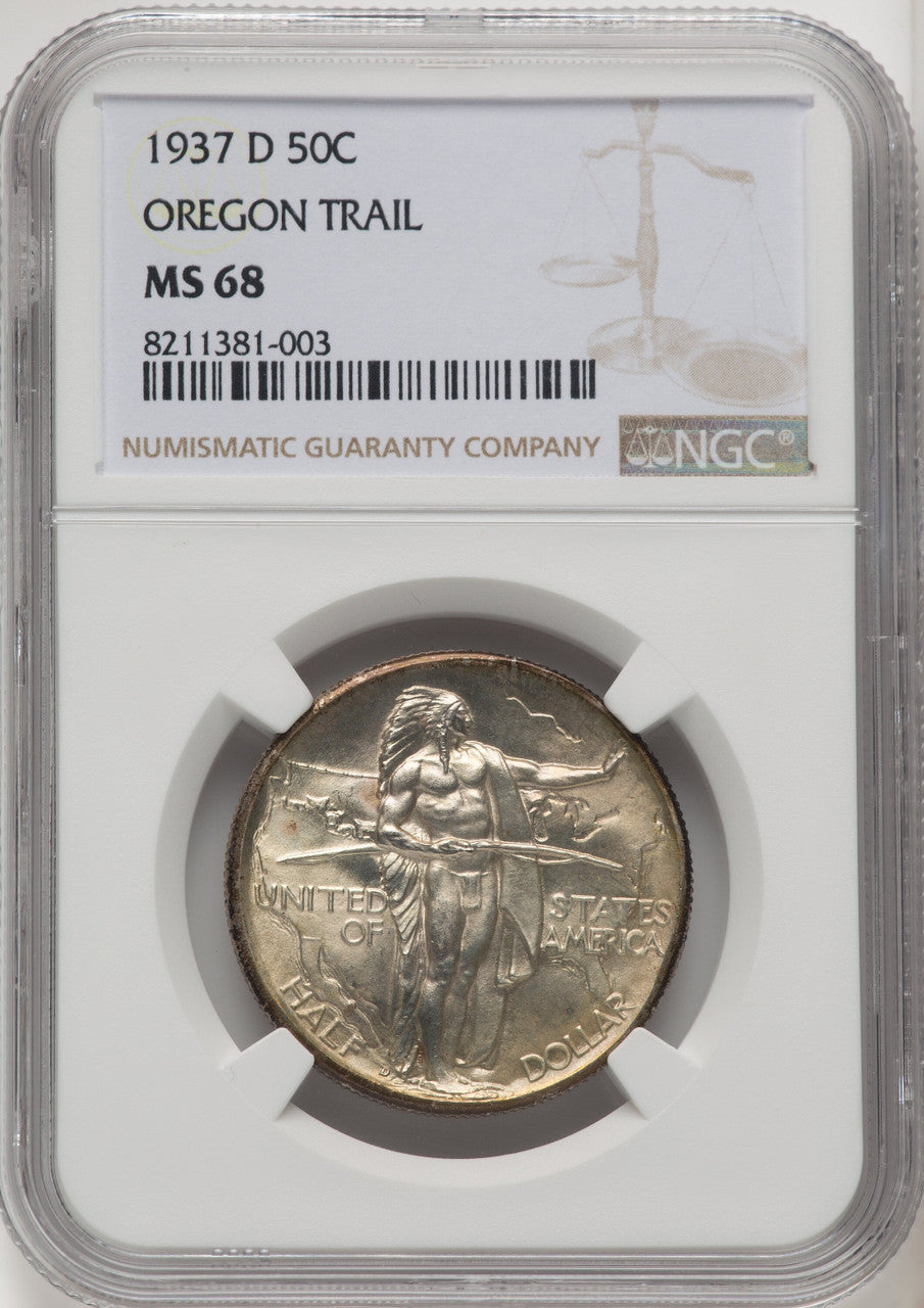1937-D 50C Oregon Commemorative Silver NGC MS68 (770351031)