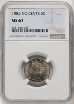 1883 5C NO CENTS Liberty Nickel NGC MS67 (769505004)