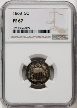 1868 5C Proof Shield Nickel NGC PR67
