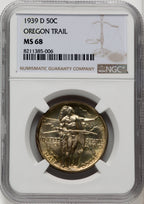 1939-D 50C Oregon Commemorative Silver NGC MS68 (771093018)