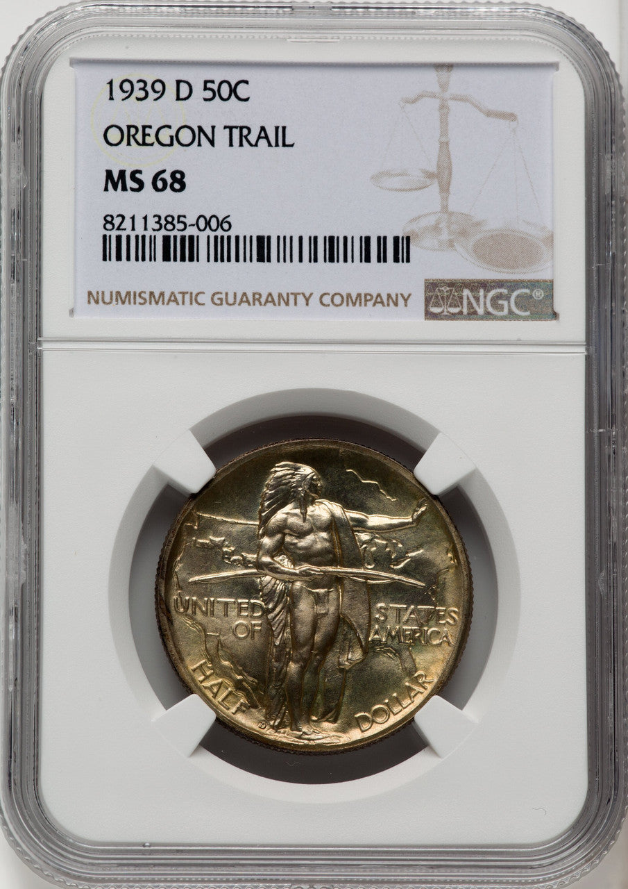 1939-D 50C Oregon Commemorative Silver NGC MS68 (771093018)