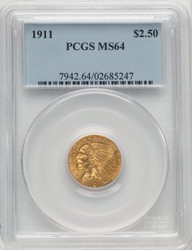 1911 $2.50 Indian Quarter Eagle PCGS MS64 (506444083)