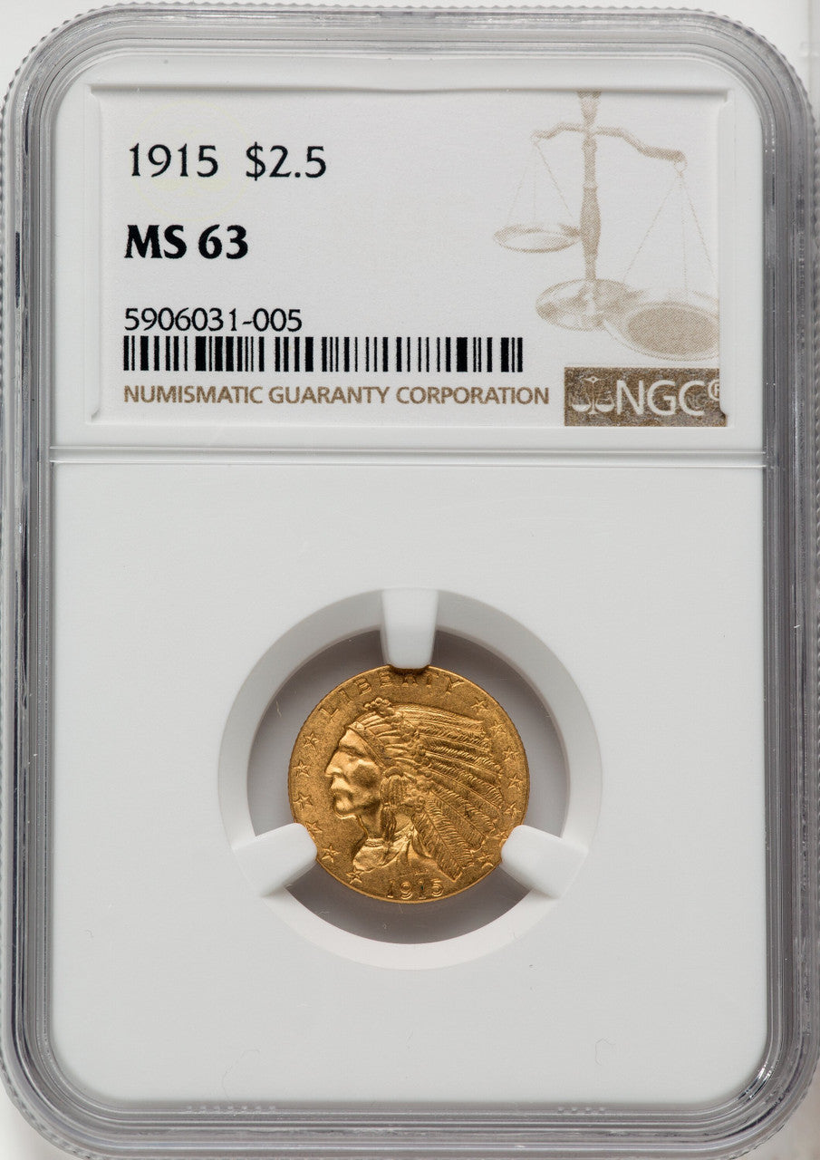 1915 $2.50 Indian Quarter Eagle NGC MS63 (771675027)