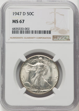 1947-D 50C Walking Liberty Half Dollar NGC MS67 (771672013)