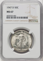 1947-D 50C Walking Liberty Half Dollar NGC MS67 (771672013)