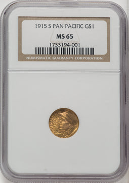 1915-S G$1 PAN-PAC Gold Dollar Commemorative Gold NGC MS65
