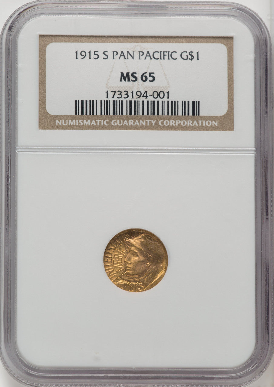 1915-S G$1 PAN-PAC Gold Dollar Commemorative Gold NGC MS65