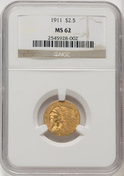 1911 $2.50 Indian Quarter Eagle NGC MS62 (771656077)