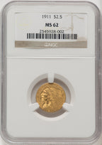 1911 $2.50 Indian Quarter Eagle NGC MS62 (771656077)