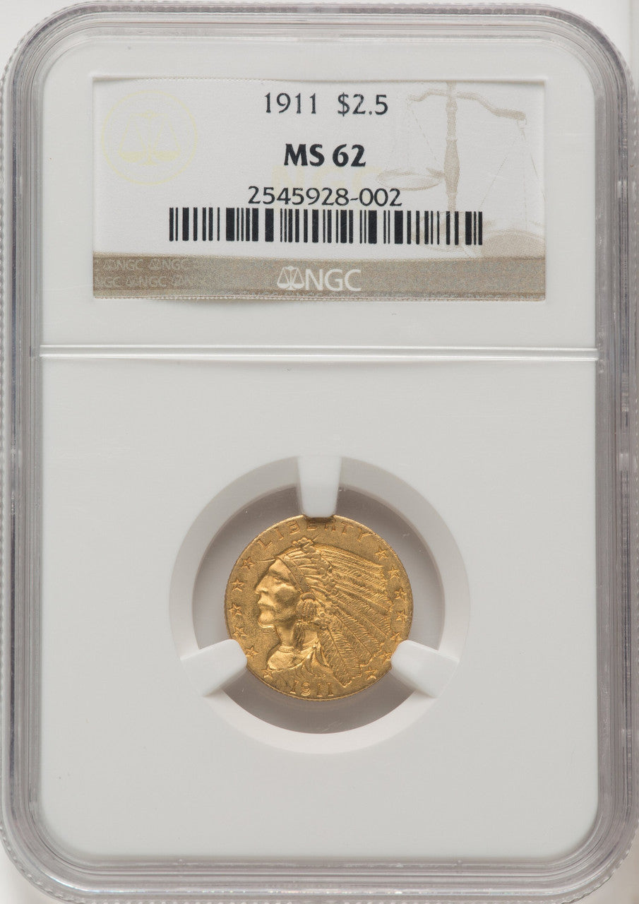 1911 $2.50 Indian Quarter Eagle NGC MS62 (771656077)