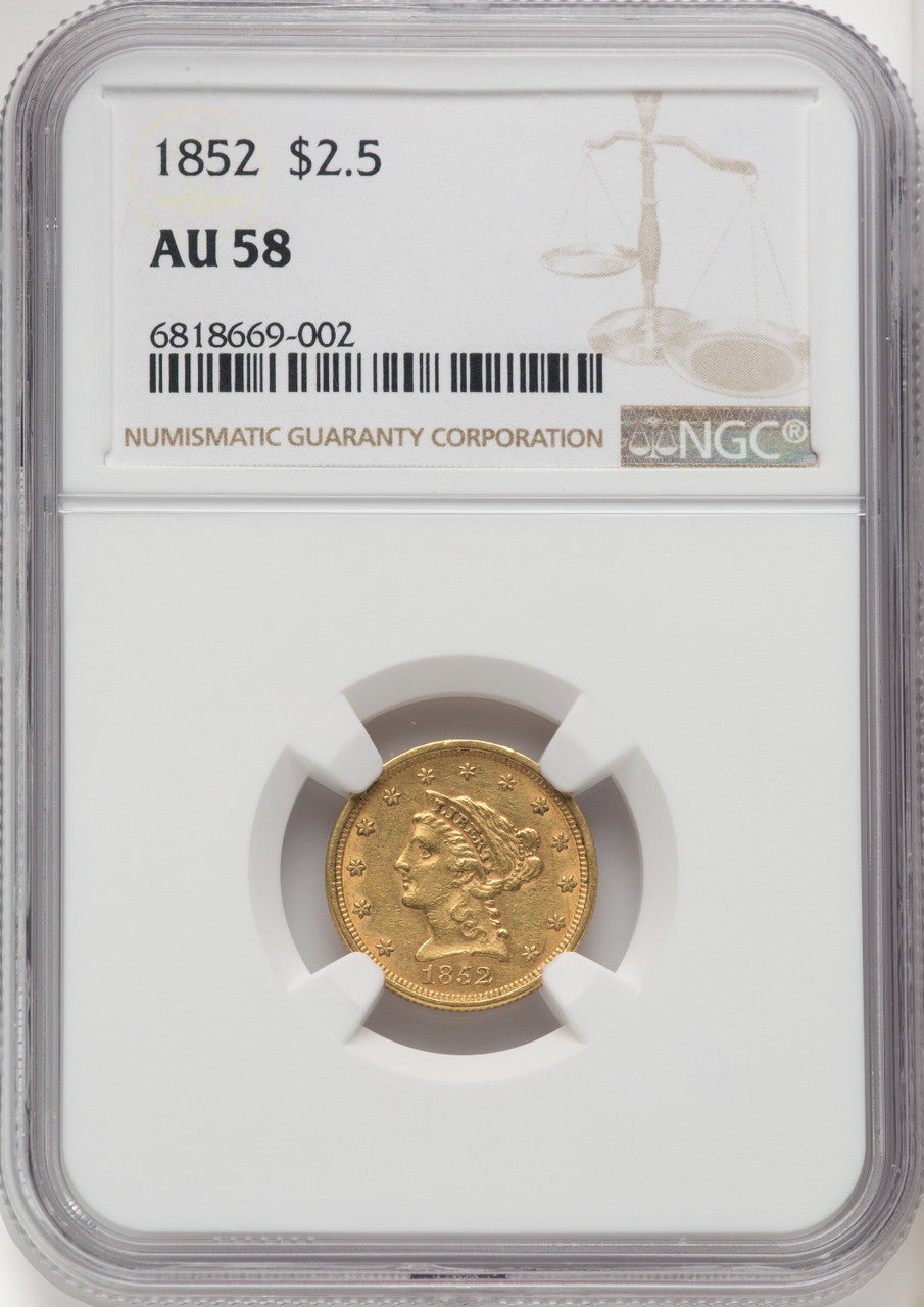 1852 $2.50 Liberty Quarter Eagle NGC AU58 (771656070)