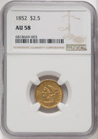 1852 $2.50 Liberty Quarter Eagle NGC AU58 (771656069)