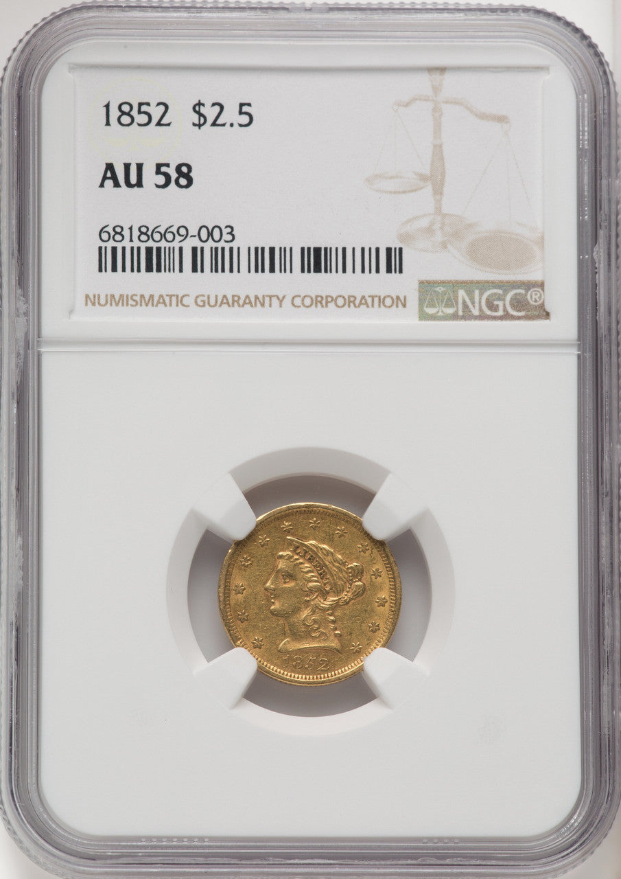 1852 $2.50 Liberty Quarter Eagle NGC AU58 (771656069)