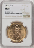 1922 $20 Saint-Gaudens Double Eagle NGC MS66 (771813006)
