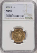 1870-S $5 Liberty Half Eagle NGC AU58 (771813020)