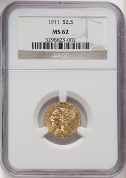 1911 $2.50 Indian Quarter Eagle NGC MS62 (771656076)