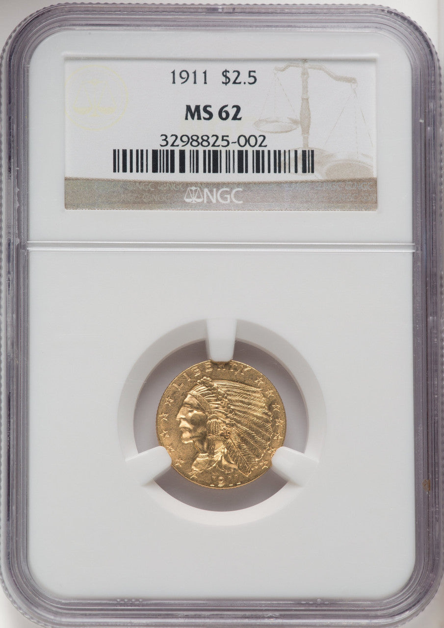 1911 $2.50 Indian Quarter Eagle NGC MS62 (771656076)