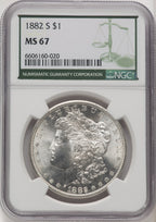 1882-S Green Label Morgan Dollar NGC MS67 (771656017)