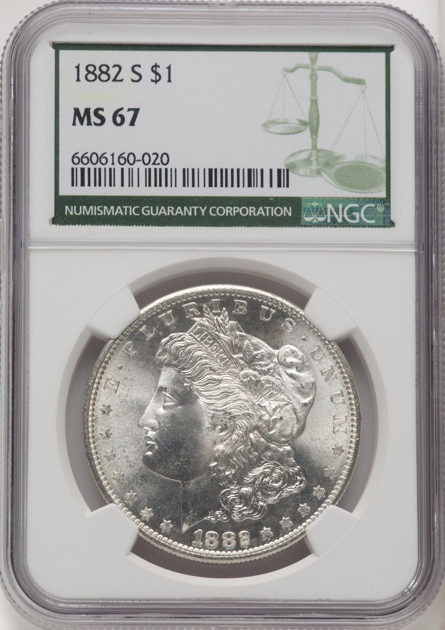 1882-S Green Label Morgan Dollar NGC MS67 (771656017)