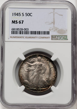 1945-S 50C Walking Liberty Half Dollar NGC MS67 (771207026)