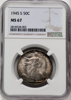 1945-S 50C Walking Liberty Half Dollar NGC MS67 (771207026)