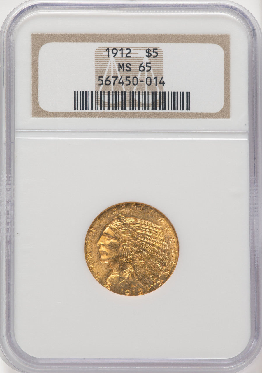 1912 $5 Indian Half Eagle NGC MS65 (771810002)