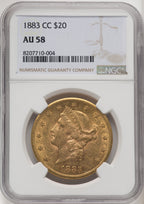 1883-CC $20 Liberty Double Eagle NGC AU58 (771813027)