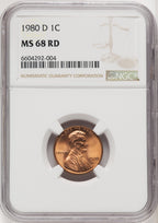 1980-D 1C RD Lincoln Cent NGC MS68