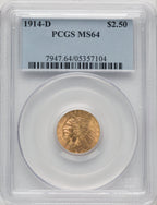 1914-D $2.50 Indian Quarter Eagle PCGS MS64 (506444088)