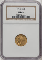 1914 $2.50 Indian Quarter Eagle NGC MS63 (506444087)