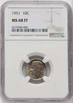 1951 10C FB Roosevelt Dime NGC MS68 (771207014)