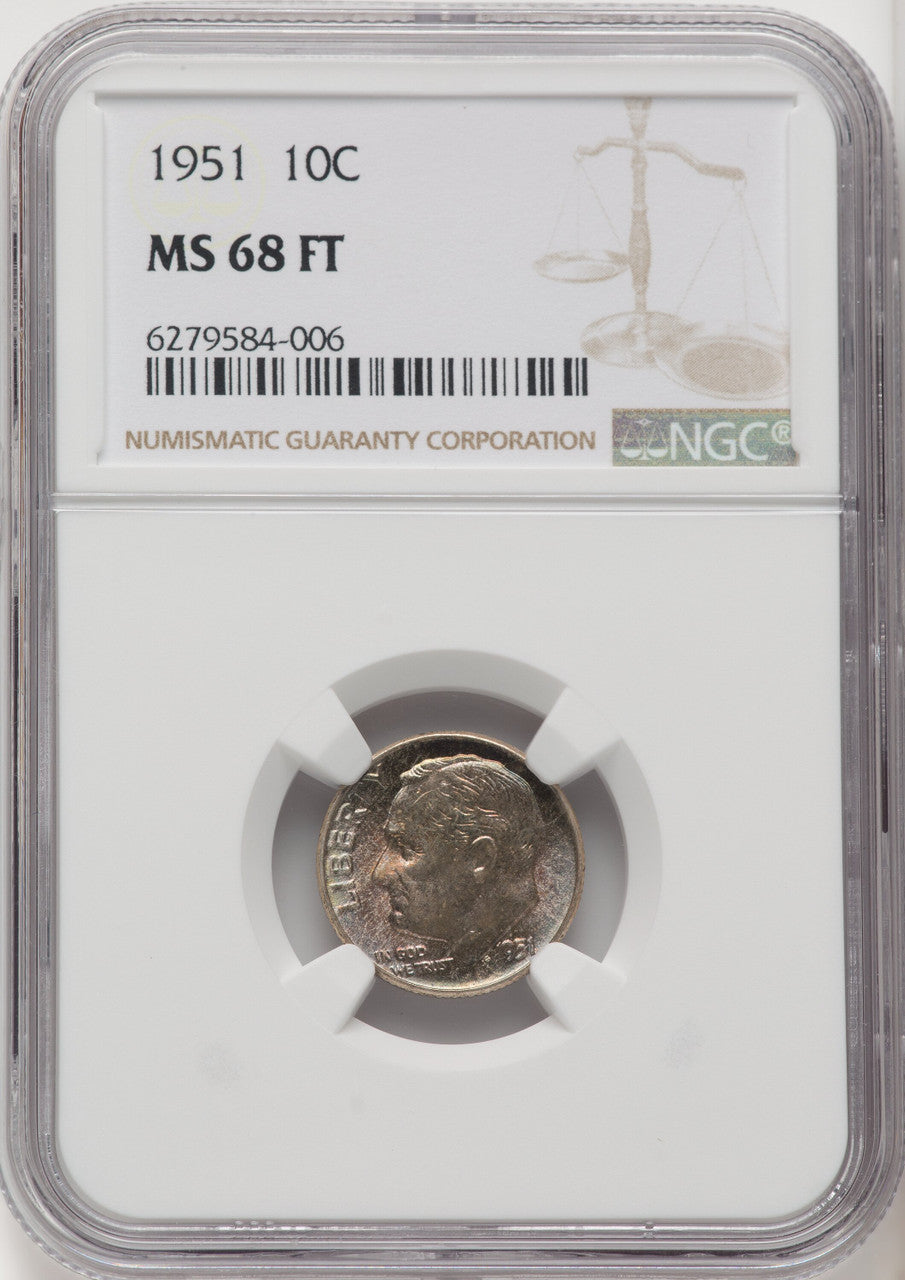 1951 10C FB Roosevelt Dime NGC MS68 (771207014)