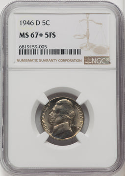 1946-D 5C FS Jefferson Nickel NGC MS67+
