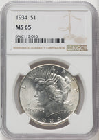 1934 Peace Dollar NGC MS65 (771124078)